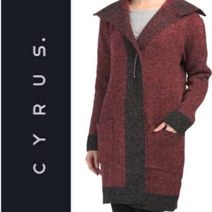 Devotion by Cyrus red and black open front Sweater Cardigan